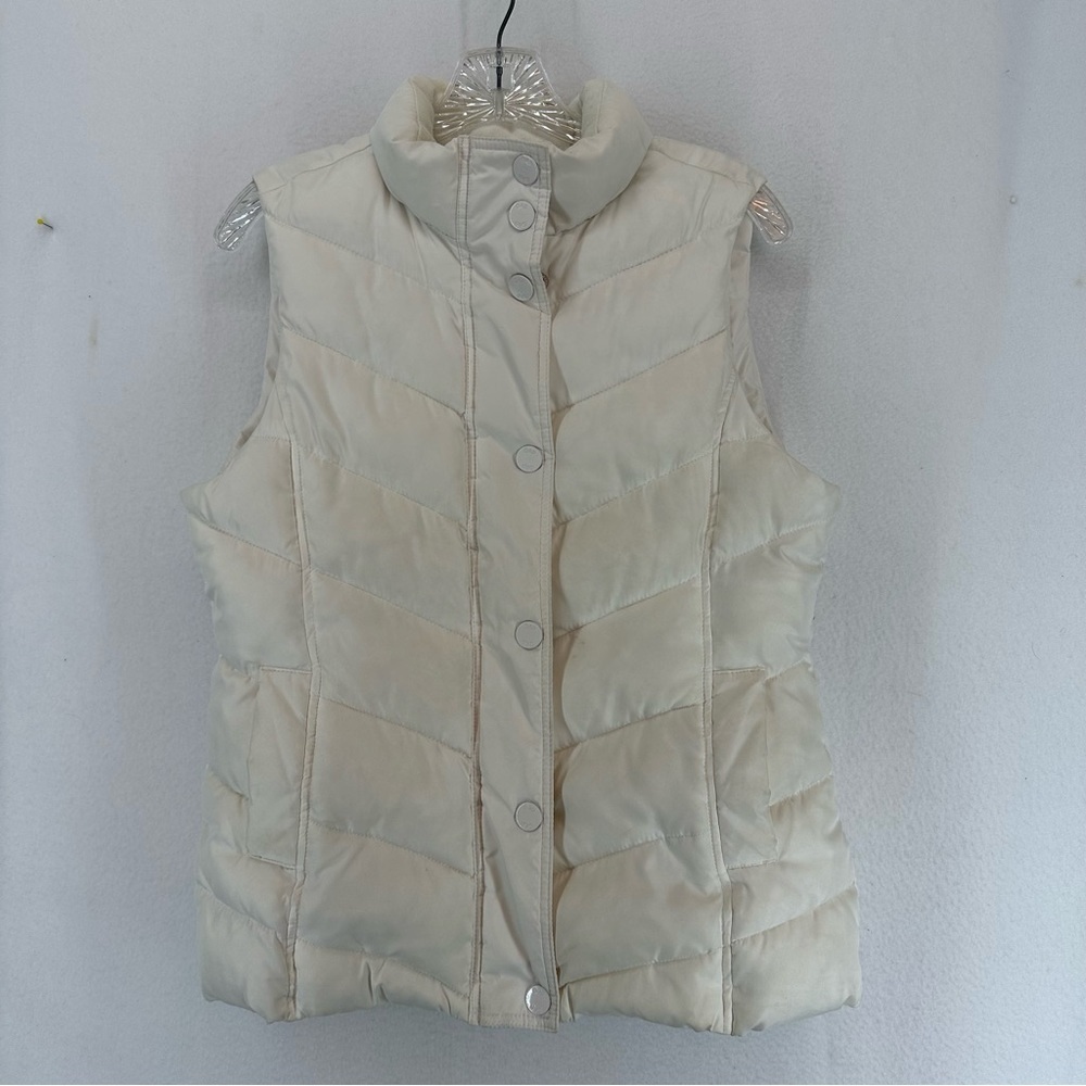 Gap Sleeveless Puffer Vest Jacket Button Zipper Women’s Medium White